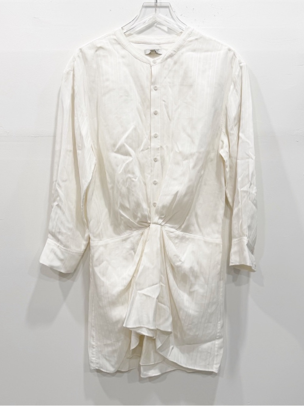 Joie Murni Mini Dress in Porcelain Small Knot Front Long Sleeve Button Front